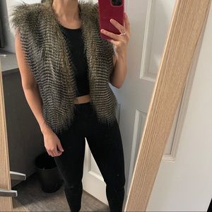 Brown black Fur vest